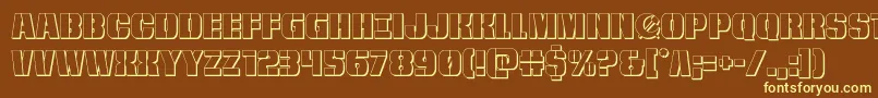 Weitere Informationen zur frombondwithlove3d-Schriftart frombondwithlove3d-Schriftart – Gelbe Schriften auf braunem Hintergrund