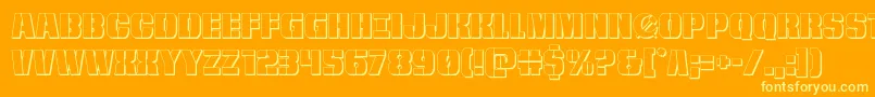 frombondwithlove3d-Schriftart – Gelbe Schriften auf orangefarbenem Hintergrund