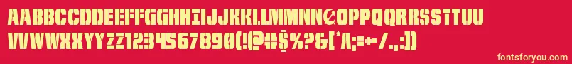 frombondwithlovecond-Schriftart – Gelbe Schriften auf rotem Hintergrund