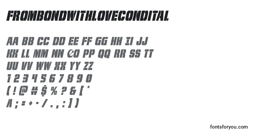 Schriftart Frombondwithlovecondital (127273) – Alphabet, Zahlen, spezielle Symbole