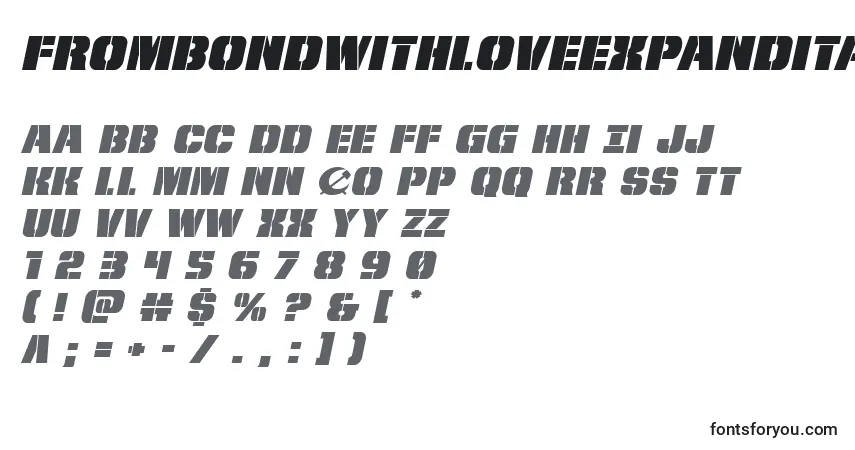 Schriftart Frombondwithloveexpandital (127275) – Alphabet, Zahlen, spezielle Symbole