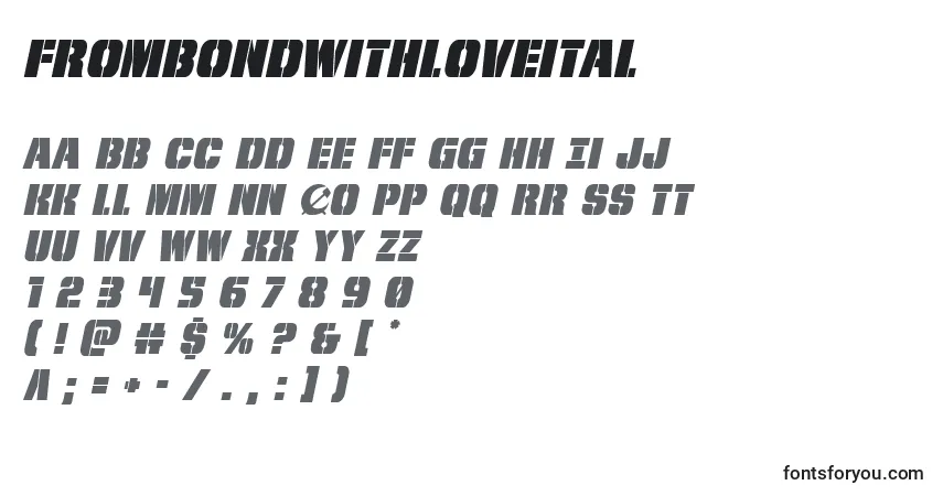 Шрифт Frombondwithloveital (127276) – алфавит, цифры, специальные символы