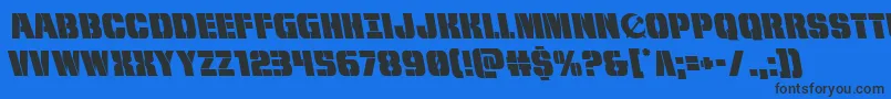 frombondwithloveleft-Schriftart – Schwarze Schriften auf blauem Hintergrund