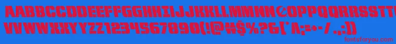 frombondwithloveleft-Schriftart – Rote Schriften auf blauem Hintergrund