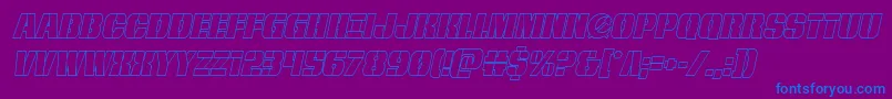 frombondwithloveoutital-Schriftart – Blaue Schriften auf violettem Hintergrund