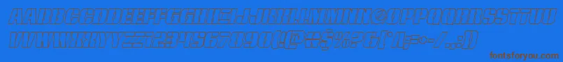 frombondwithloveoutital-Schriftart – Braune Schriften auf blauem Hintergrund