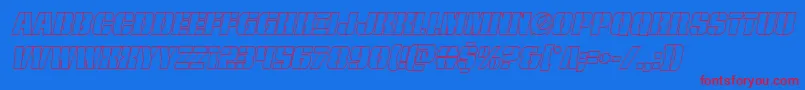 frombondwithloveoutital-Schriftart – Rote Schriften auf blauem Hintergrund