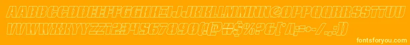 frombondwithloveoutital-Schriftart – Gelbe Schriften auf orangefarbenem Hintergrund