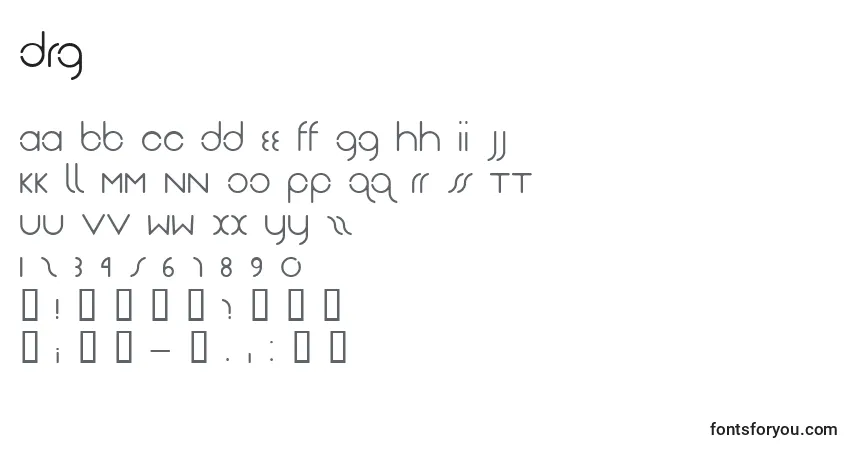 Czcionka Drg – alfabet, cyfry, specjalne znaki