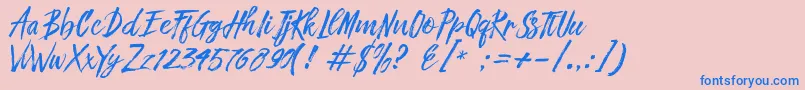More about Fronte Script Font Fronte Script Font – Blue Fonts on Pink Background