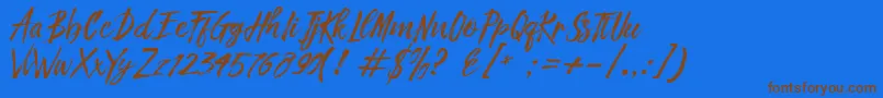 Fonte Fronte Script – fontes marrons em um fundo azul