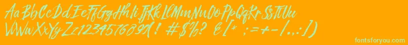 Weitere Informationen zur Fronte Script-Schriftart Fronte Script-Schriftart – Grüne Schriften auf orangefarbenem Hintergrund