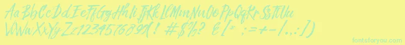 Fronte Script Font – Green Fonts on Yellow Background