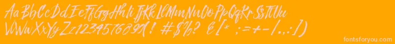 Fronte Script-Schriftart – Rosa Schriften auf orangefarbenem Hintergrund