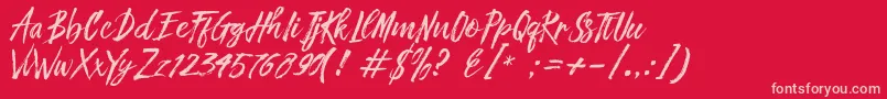 Fonte Fronte Script – fontes rosa em um fundo vermelho