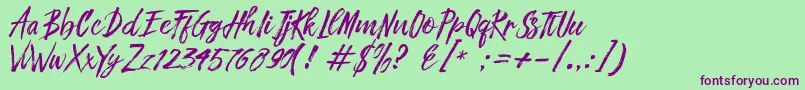 Fronte Script Font – Purple Fonts on Green Background