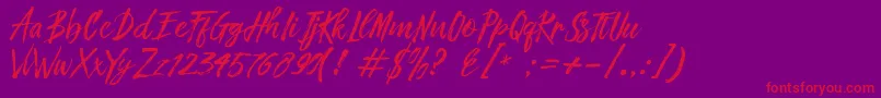 Fronte Script Font – Red Fonts on Purple Background