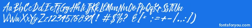 Fronte Script-Schriftart – Weiße Schriften auf blauem Hintergrund