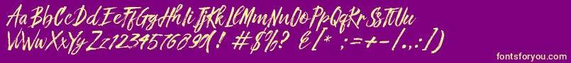 Lisätietoja Fronte Script-fontista Fronte Script-fontti – keltaiset fontit violetilla taustalla