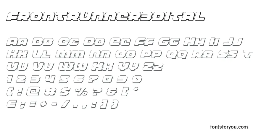 A fonte Frontrunner3dital – alfabeto, números, caracteres especiais