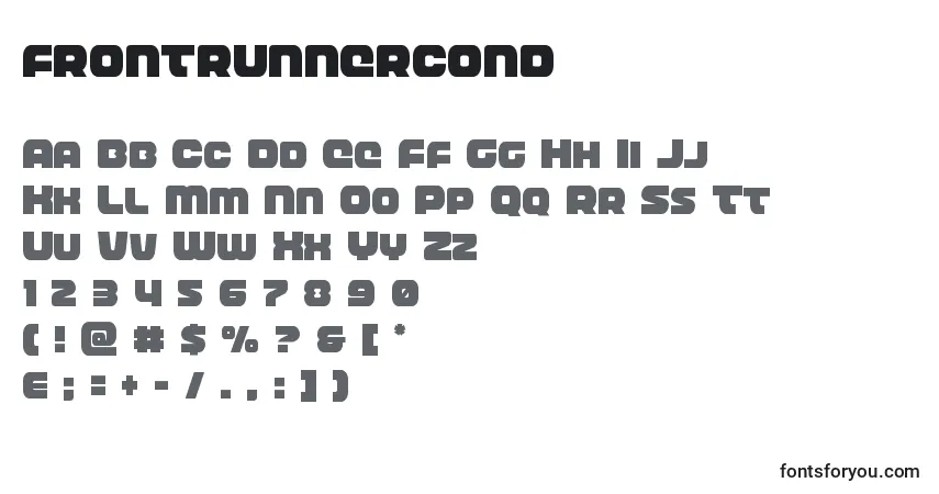 Czcionka Frontrunnercond – alfabet, cyfry, specjalne znaki