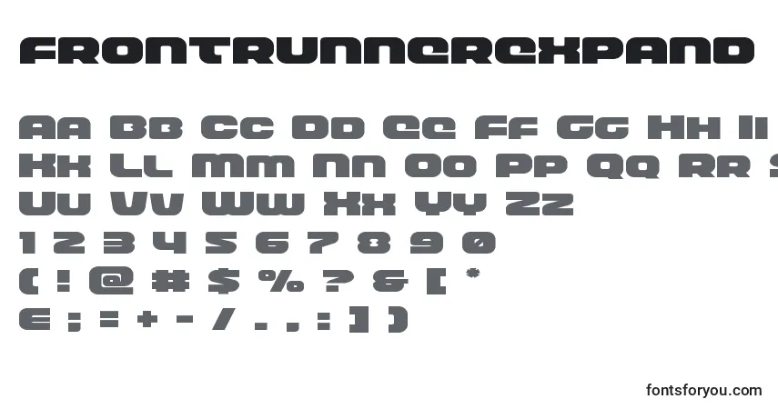Schriftart Frontrunnerexpand – Alphabet, Zahlen, spezielle Symbole