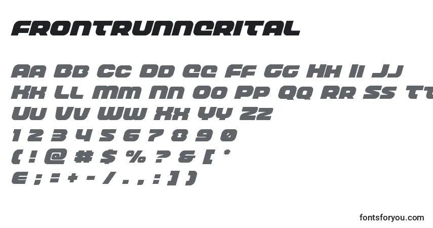 Schriftart Frontrunnerital – Alphabet, Zahlen, spezielle Symbole