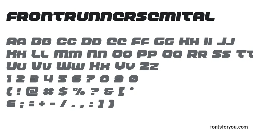 Schriftart Frontrunnersemital – Alphabet, Zahlen, spezielle Symbole