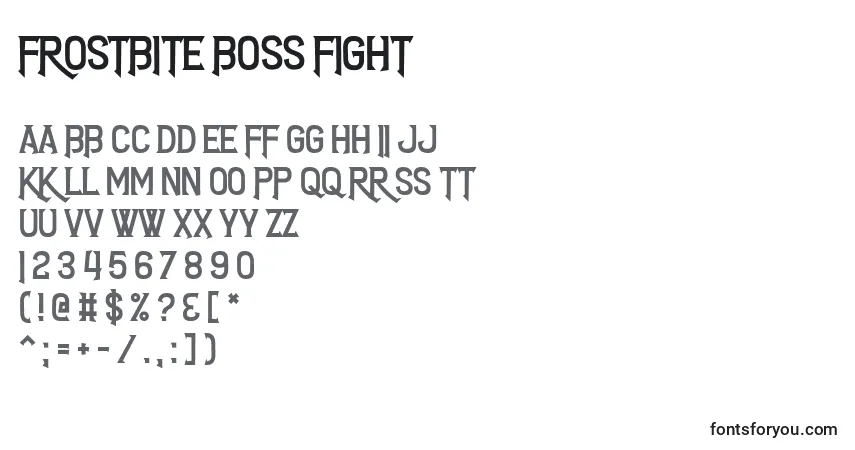Schriftart Frostbite Boss Fight – Alphabet, Zahlen, spezielle Symbole