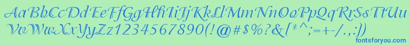 ItcIsadoraRegular Font – Blue Fonts on Green Background