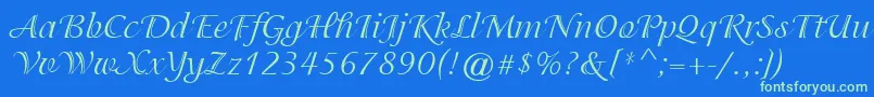 ItcIsadoraRegular Font – Green Fonts on Blue Background