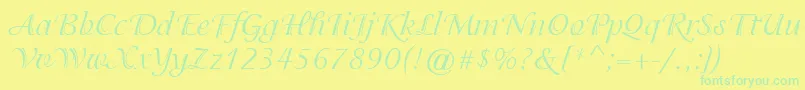 ItcIsadoraRegular Font – Green Fonts on Yellow Background