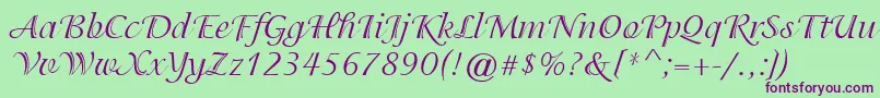 ItcIsadoraRegular Font – Purple Fonts on Green Background