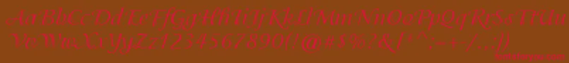 ItcIsadoraRegular Font – Red Fonts on Brown Background