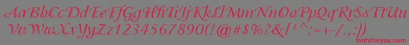 ItcIsadoraRegular-Schriftart – Rote Schriften auf grauem Hintergrund