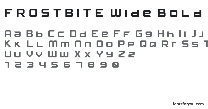 A fonte FROSTBITE Wide Bold – alfabeto, números, caracteres especiais