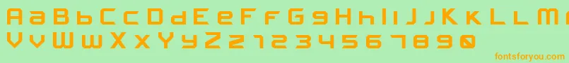 FROSTBITE Wide Bold-Schriftart – Orangefarbene Schriften auf grünem Hintergrund