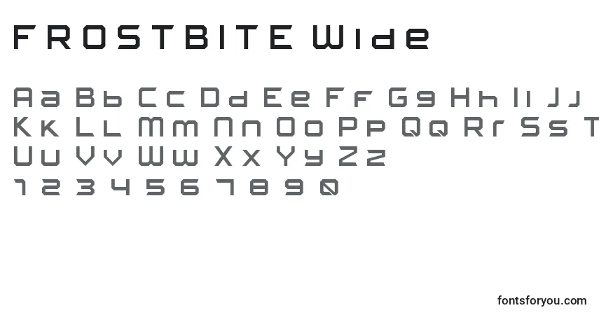 Czcionka FROSTBITE Wide – alfabet, cyfry, specjalne znaki