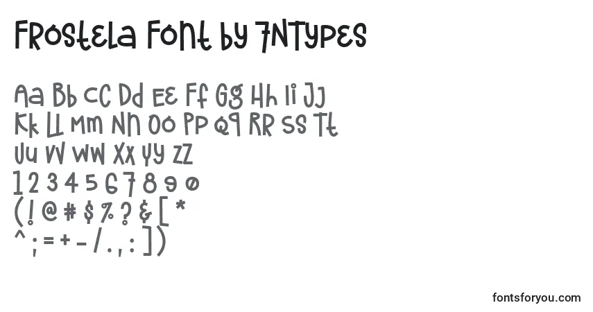 Schriftart Frostela Font by 7NTypes – Alphabet, Zahlen, spezielle Symbole