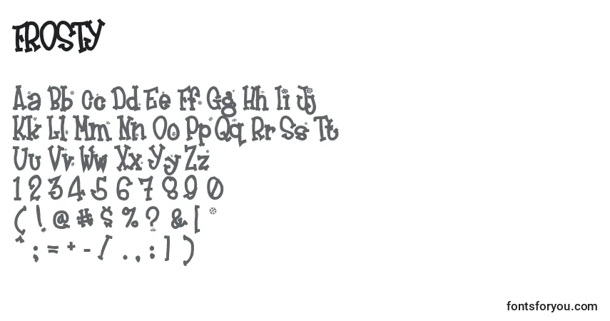 Schriftart FROSTY   (127314) – Alphabet, Zahlen, spezielle Symbole
