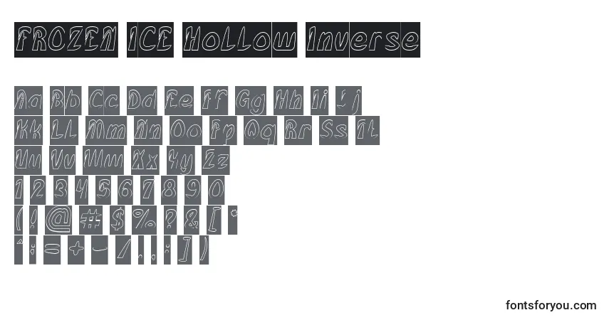 FROZEN ICE Hollow Inverse Font – alphabet, numbers, special characters