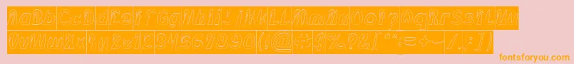 FROZEN ICE Hollow Inverse-Schriftart – Orangefarbene Schriften auf rosa Hintergrund