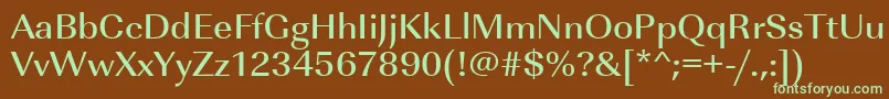 Urwimperialtmedwid-fontti – vihreät fontit ruskealla taustalla
