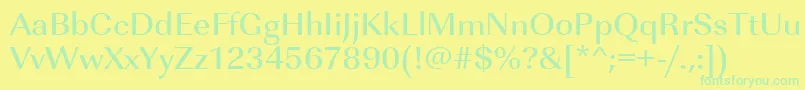 Urwimperialtmedwid-Schriftart – Grüne Schriften auf gelbem Hintergrund