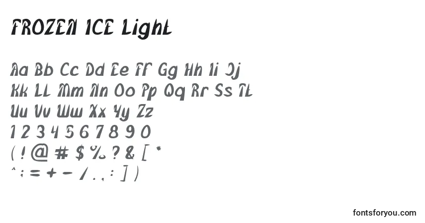 Schriftart FROZEN ICE Light – Alphabet, Zahlen, spezielle Symbole