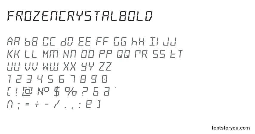 A fonte Frozencrystalbold – alfabeto, números, caracteres especiais