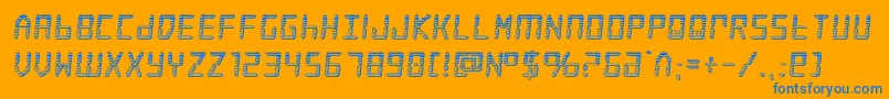 frozencrystalchrome-Schriftart – Blaue Schriften auf orangefarbenem Hintergrund