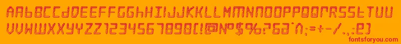 frozencrystalchrome-Schriftart – Rote Schriften auf orangefarbenem Hintergrund