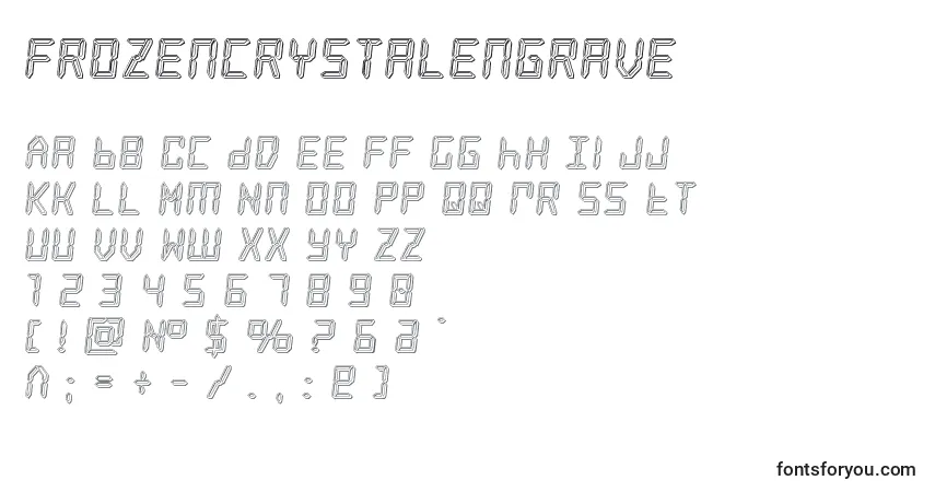Schriftart Frozencrystalengrave – Alphabet, Zahlen, spezielle Symbole