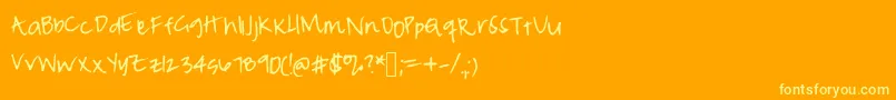 Peameaghanmessy-Schriftart – Gelbe Schriften auf orangefarbenem Hintergrund
